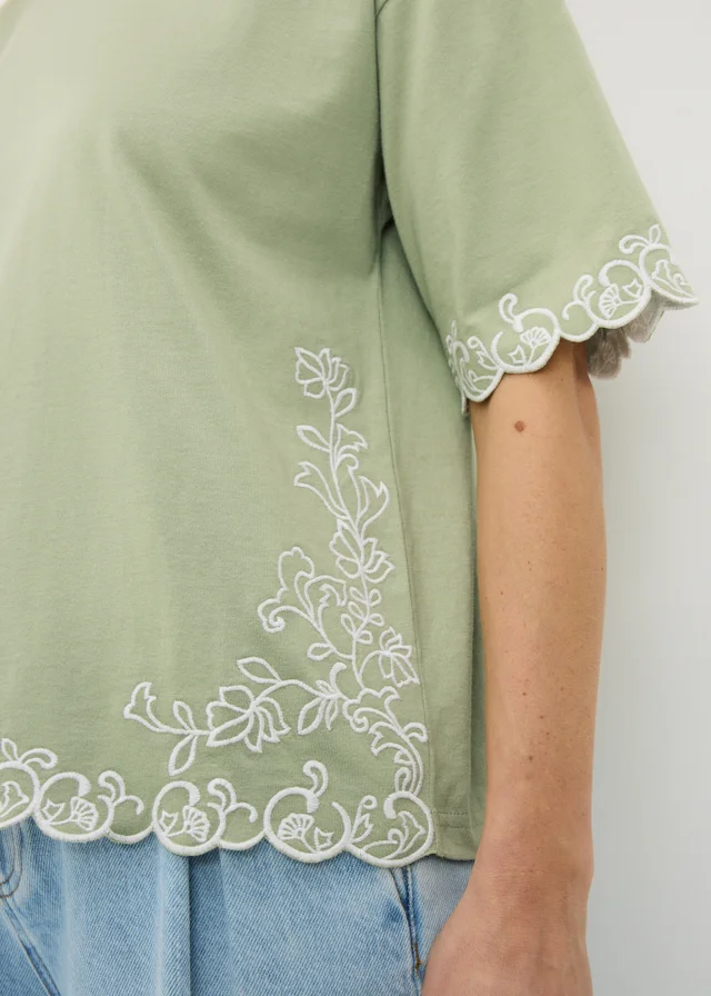 Sage Green Embroidered Boxy T-Shirt