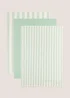 3 Pack Green Striped Tea Towels Image 1