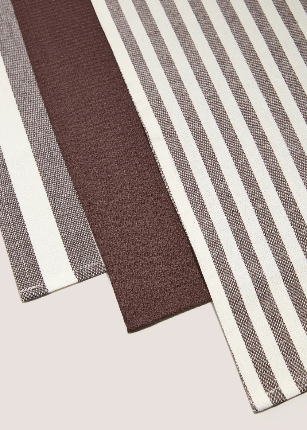 3 Pack Brown Striped Tea Towels Image 2