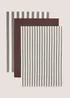 3 Pack Brown Striped Tea Towels Image 1