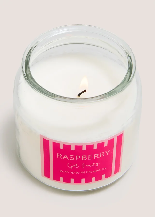 Raspberry Stripe Candle Jar