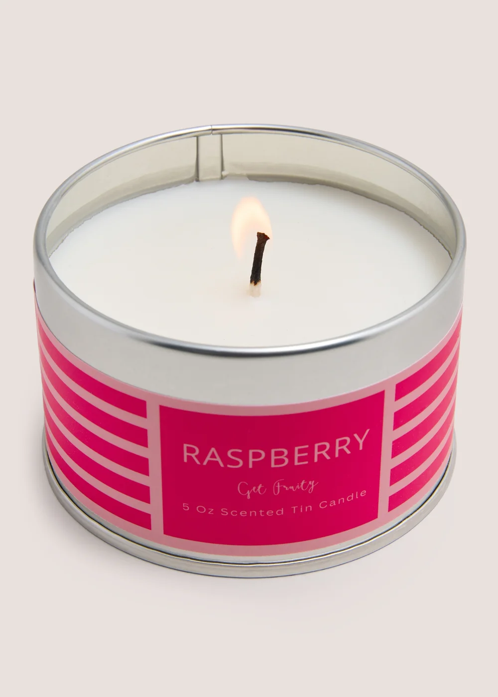 Raspberry Stripe Tin Candle Image 2