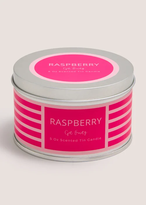 Raspberry Stripe Tin Candle Image 1