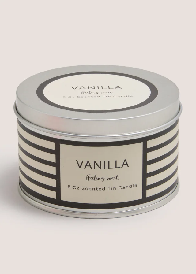 Vanilla Stripe Tin Candle