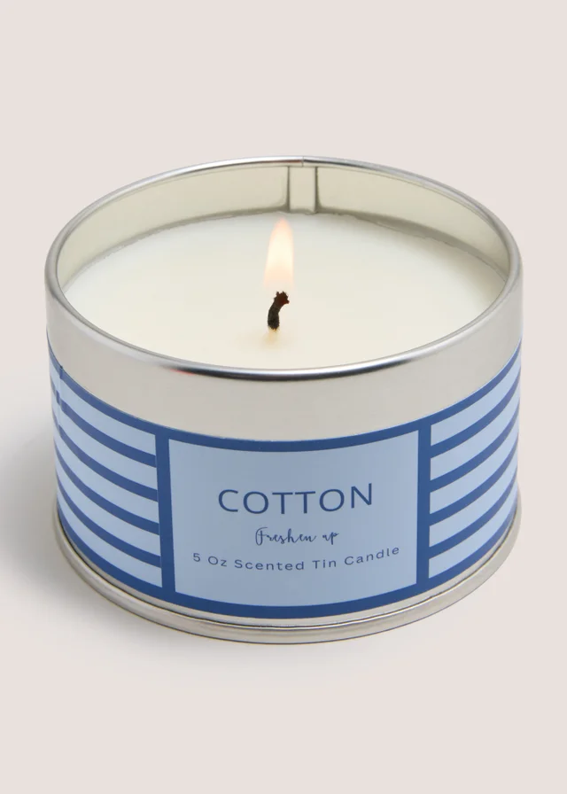 Cotton Stripe Tin Candle