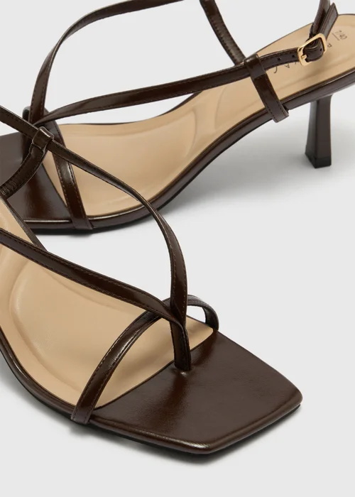 Chocolate Brown Toe Post Strappy Stiletto Heels - Size 3 Image 2