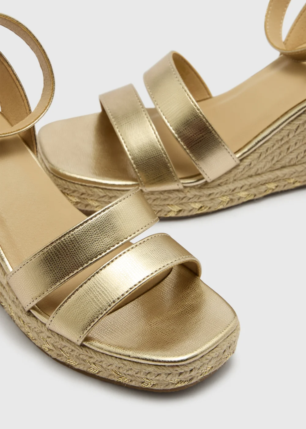 Gold Espadrille Wedges - 3 Image 2
