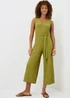 Green Crinkle Belted Culotte Jumpsuit - Size 8 Image 2
