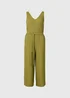 Green Crinkle Belted Culotte Jumpsuit - Size 8 Image 4