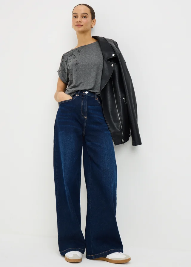 Charcoal Star Embellished Top