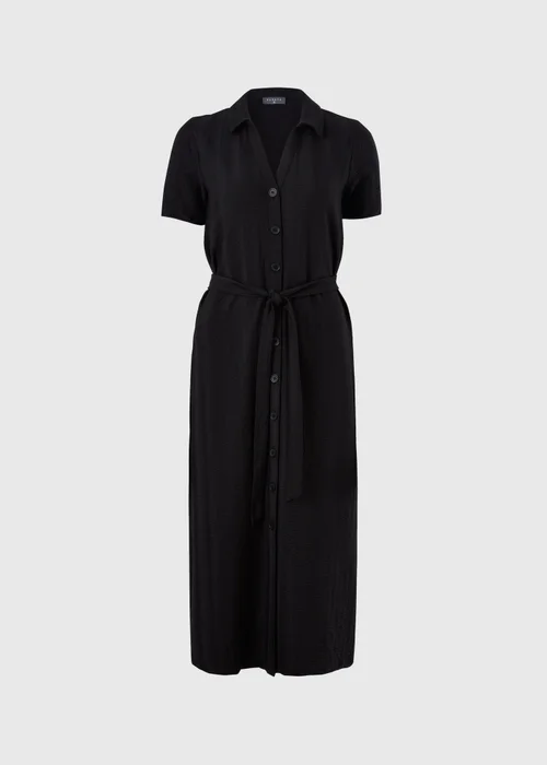 Black Textured Shirt Midi Dress - 8 Image 4