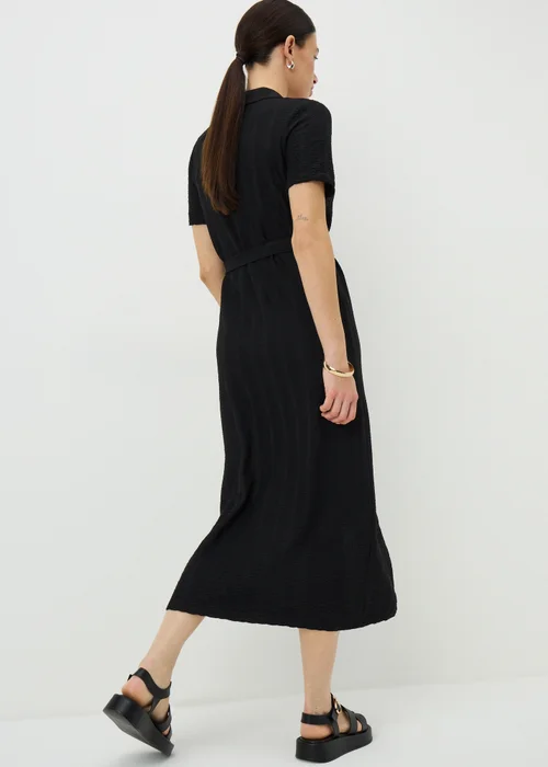 Black Textured Shirt Midi Dress - 8 Image 3