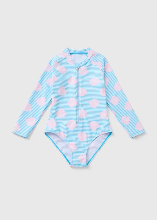 Girls Blue Shell Swimming Costume (6-15yrs) - Age 6 - 7 Years Image 1