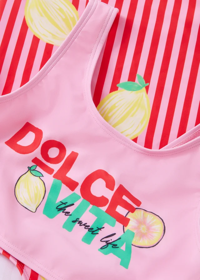 2 Pack Girls Multicolour Lemon Swimming Costumes (6-15yrs)