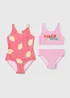 2 Pack Girls Multicolour Lemon Swimming Costumes (6-15yrs) - Age 6 - 7 Years Image 1