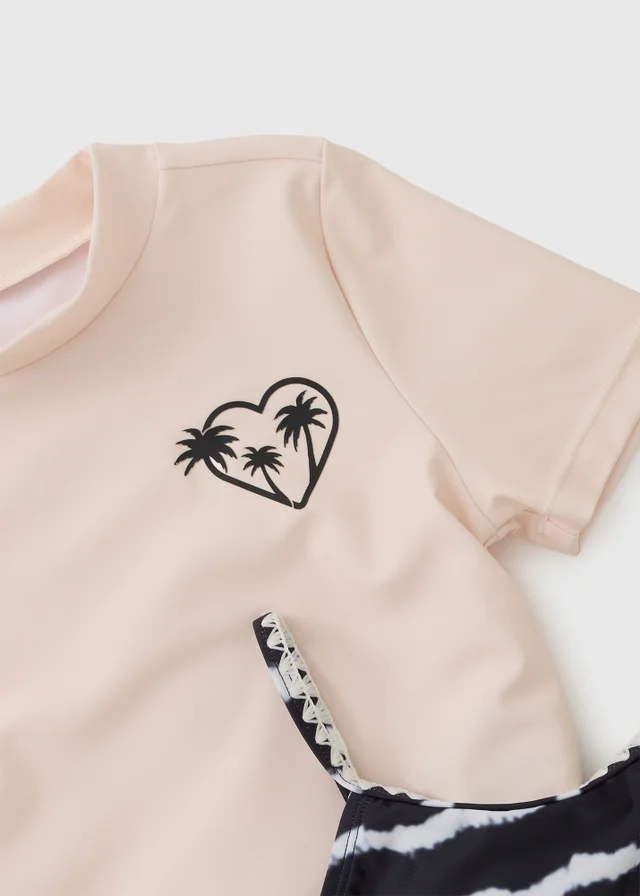 3 Piece Girls Black Bikini & T-Shirt Set (8-15yrs)