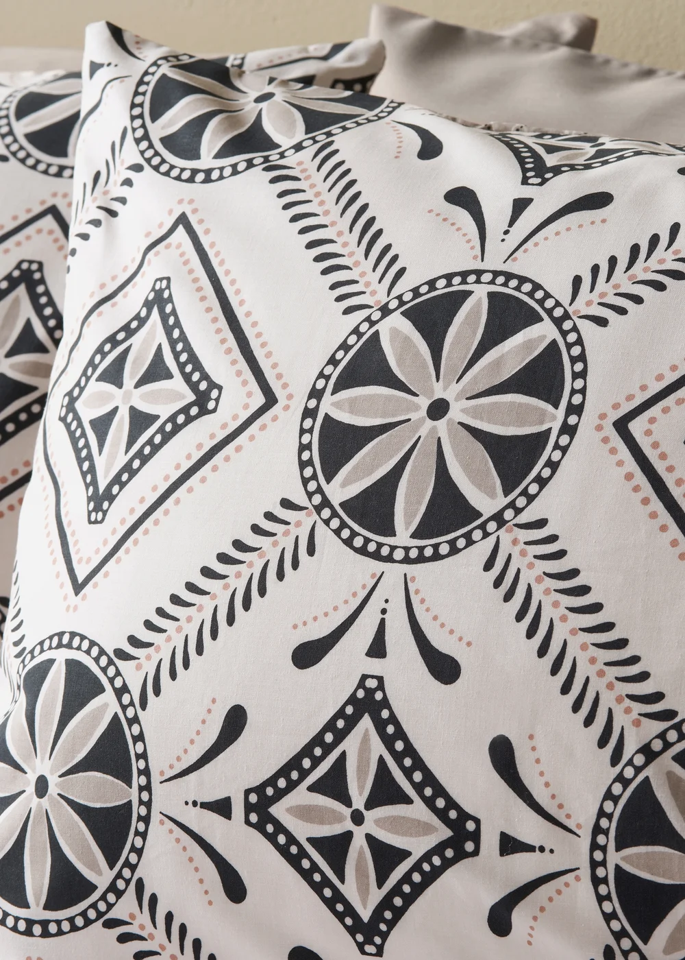 Grey Mono Global Tile Duvet Set - Single Image 2