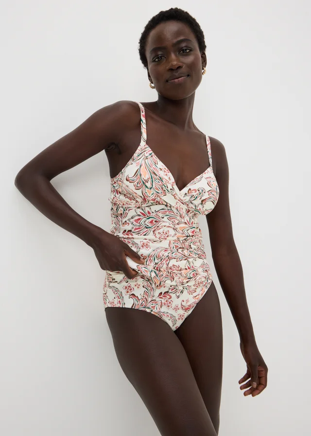 White Paisley Shapewear Tankini Top