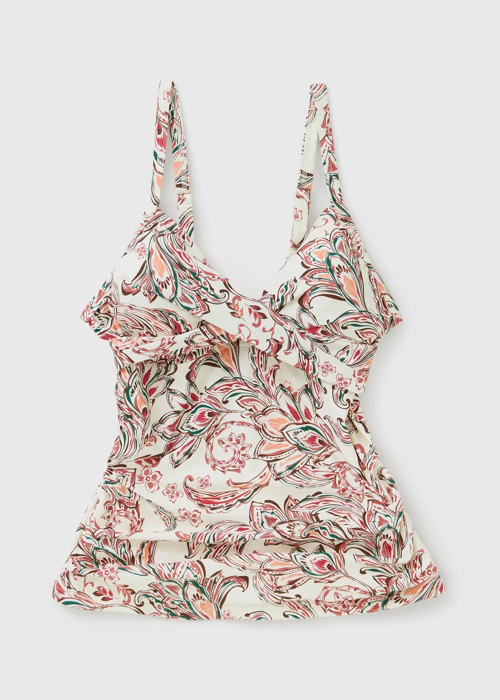 White Paisley Shapewear Tankini Top - 10 Image 1