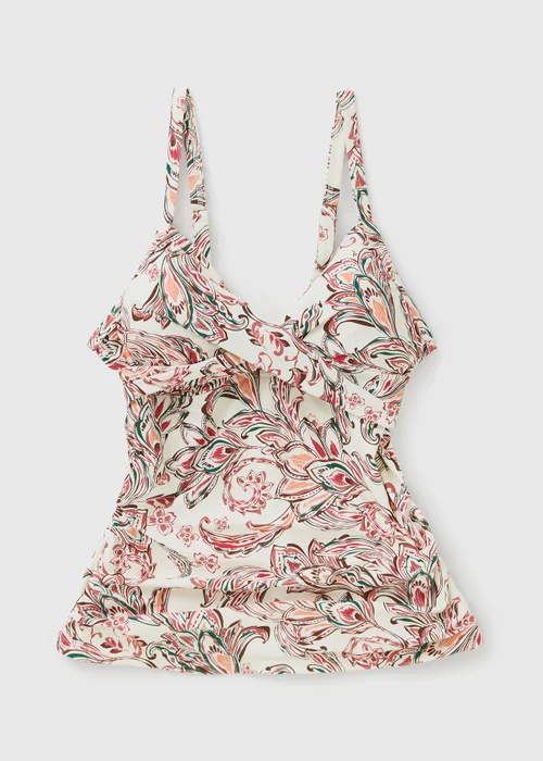 White Paisley Shapewear Tankini Top - 28 Image 3
