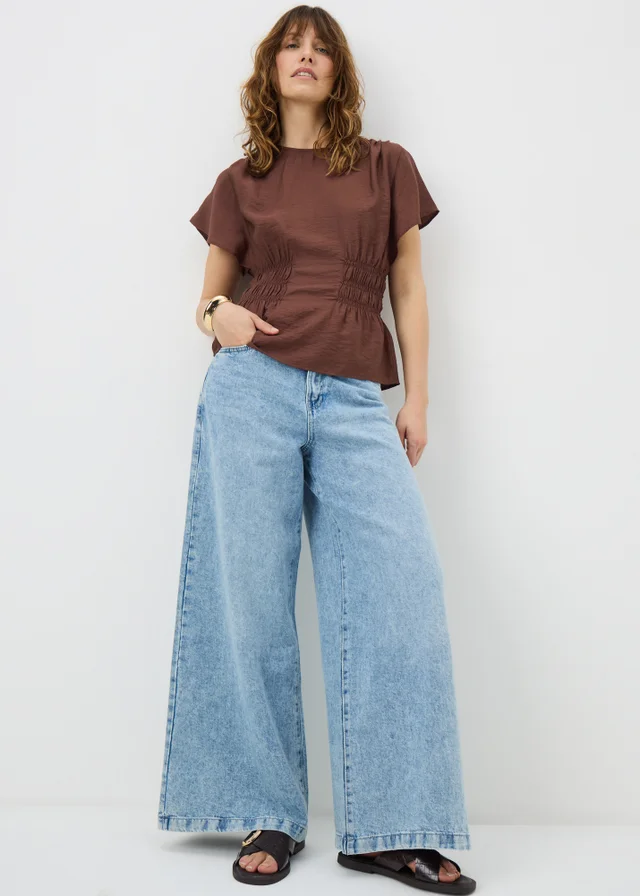 Chocolate Brown Cinched Waist Blouse