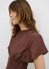 Chocolate Brown Cinched Waist Blouse - Size 8 Image 2