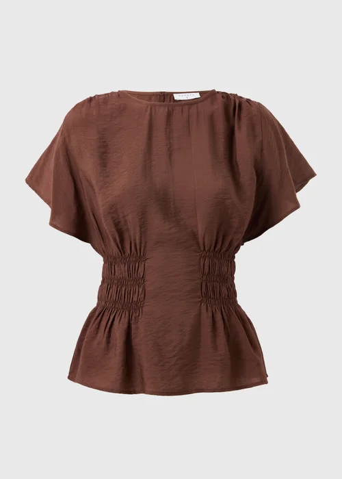 Chocolate Brown Cinched Waist Blouse - Size 8 Image 4