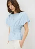Light Blue Cinched Waist Blouse - Size 8 Image 1