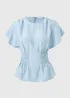 Light Blue Cinched Waist Blouse - Size 8 Image 1