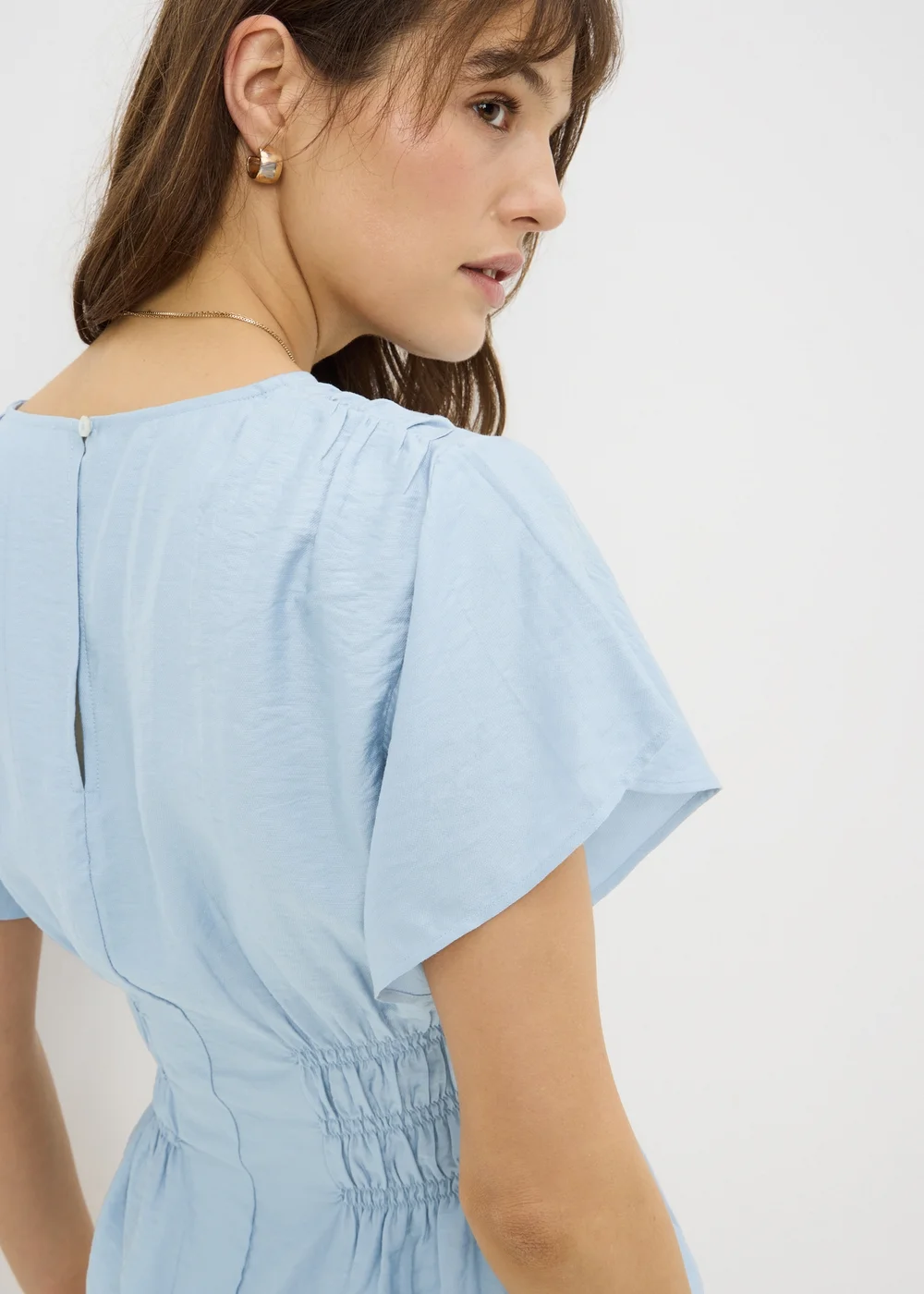 Light Blue Cinched Waist Blouse - Size 8 Image 3