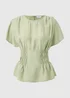 Green Cinched Waist Blouse - Size 8 Image 4
