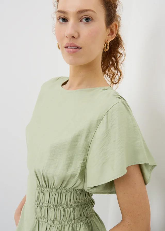 Green Cinched Waist Blouse
