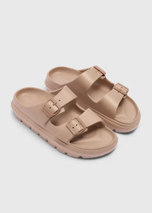 Nude Double Buckle Chunky Sandals - Size 3 Image 1