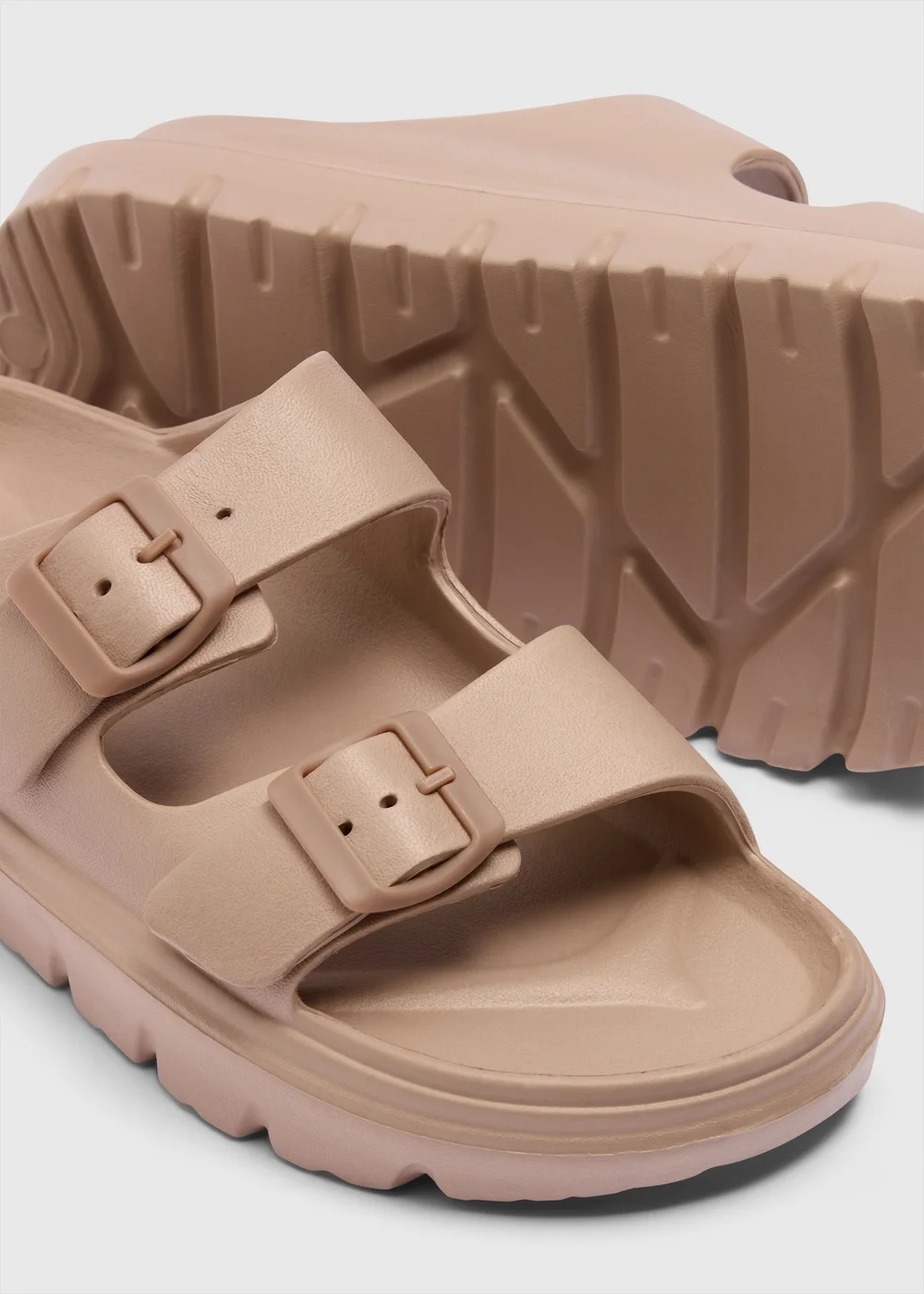 Nude Double Buckle Chunky Sandals - Size 3 Image 2