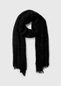Black Crinkle Detail Scarf - One Size Image 1