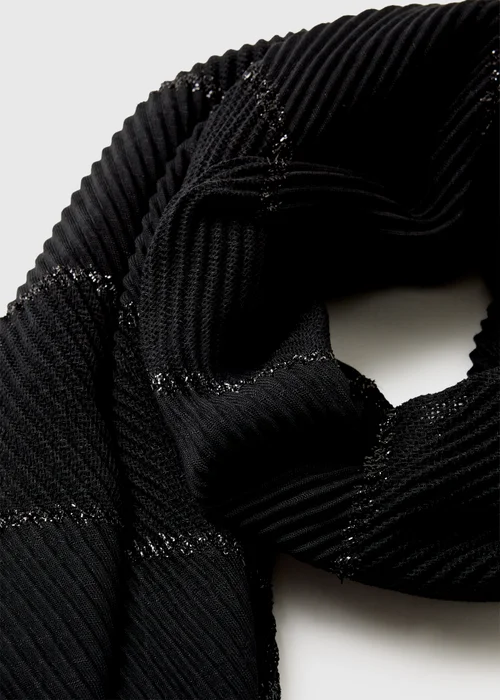 Black Crinkle Detail Scarf - One Size Image 2