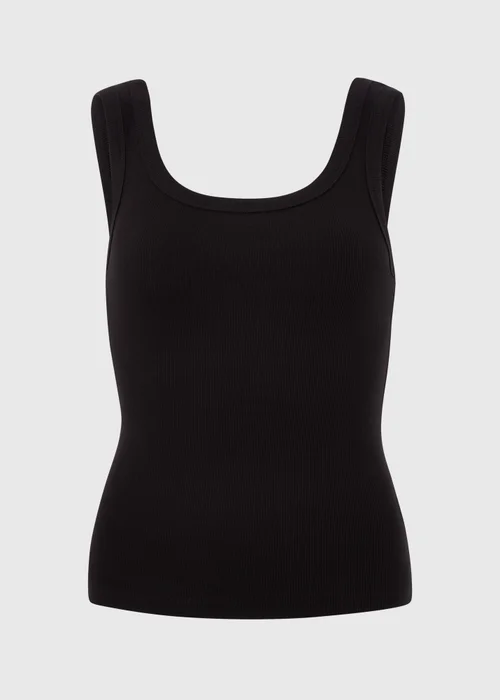 Black Ribbed Scoop Vest Top - Size 8 Image 3