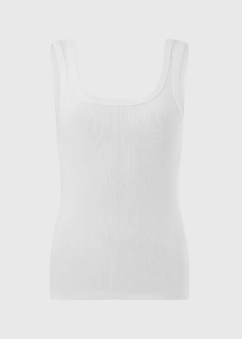 White Ribbed Scoop Vest Top - Size 8 Image 3