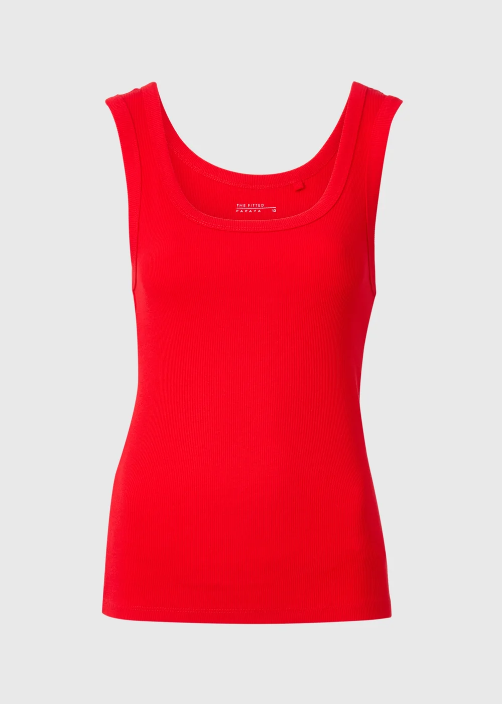 Red Ribbed Scoop Vest Top - Size 8 Image 1