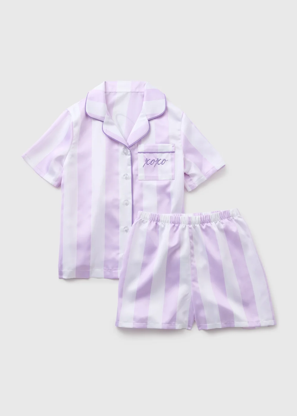 Girls Lilac Stripe Sleep Club Satin Pyjama Set (4-13yrs) - Age 4 Years Image 1