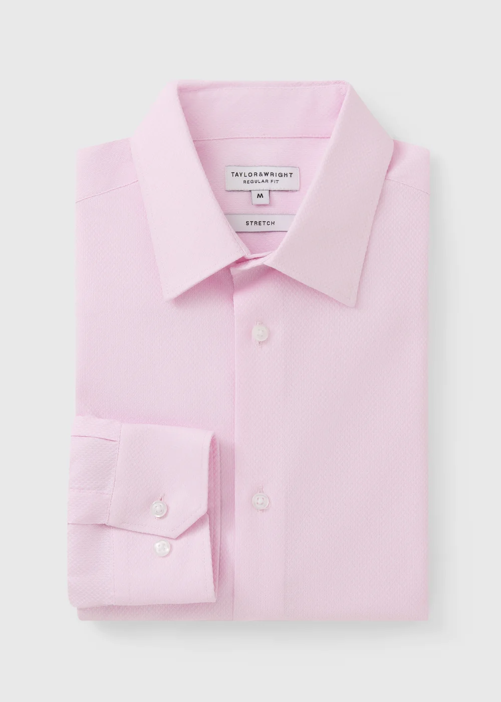 Taylor & Wright Pink Textured Regular Fit Shirt - Small Image 1