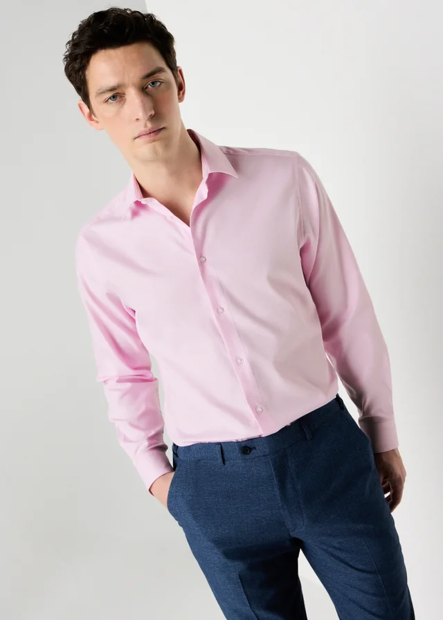 Taylor & Wright Pink Textured Regular Fit Shirt
