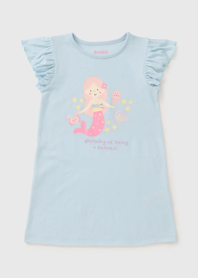 Girls Blue Mermaid Nightie (1-7yrs)