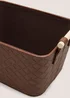 Brown Faux Leather Woven Storage Basket Image 2