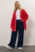 Yours Curve Red Contrast Tipping Knitted Cardigan - Size 22-24 Image 2
