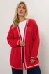 Yours Curve Red Contrast Tipping Knitted Cardigan - Size 22-24 Image 1