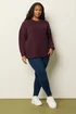 Yours Curve Dark Red Waffle Knit Jumper - Size 14-16 Image 4