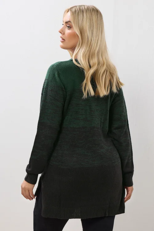 Yours Curve Dark Green Colourblock Jumper - Size 14-16 Image 3