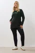 Yours Curve Dark Green Colourblock Jumper - Size 14-16 Image 2