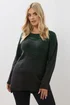 Yours Curve Dark Green Colourblock Jumper - Size 14-16 Image 1